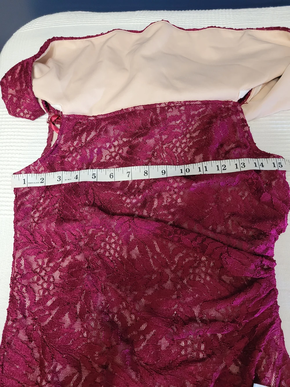 NWT Le Château Berry / Burgundy Off-Shoulder Lace Cocktail Dress Size M - Picture 14 of 16